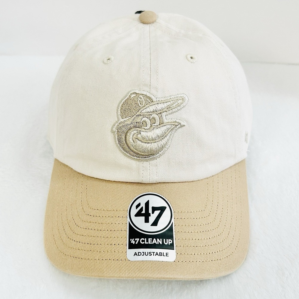 '47 Brand Baltimore‎ Orioles 2-Tone Clean Up Hat Cap Adjustable Beige MLB - Picture 2 of 5
